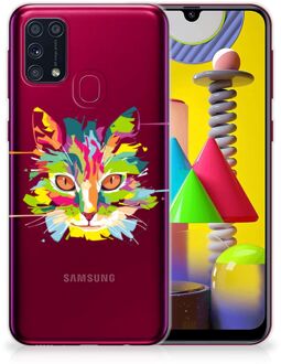 B2Ctelecom Mobiel Case Samsung Galaxy M31 GSM Hoesje Doorzichtig Cat Color