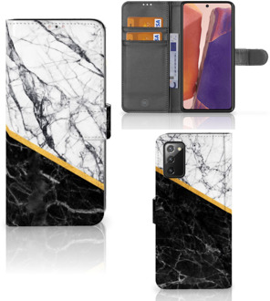 B2Ctelecom Mobiel Case Samsung Galaxy Note 20 GSM Hoesje Marble White Black