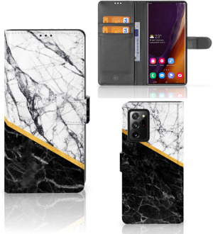 B2Ctelecom Mobiel Case Samsung Galaxy Note20 Ultra GSM Hoesje Marble White Black