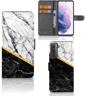 B2Ctelecom Mobiel Case Samsung Galaxy S21 Plus GSM Hoesje Marble White Black