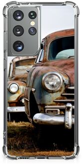 B2Ctelecom Mobiel Case Samsung Galaxy S21 Ultra Telefoon Hoesje met doorzichtige rand Vintage Auto