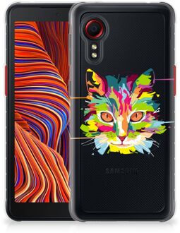 B2Ctelecom Mobiel Case Samsung Galaxy Xcover 5 GSM Hoesje Doorzichtig Cat Color