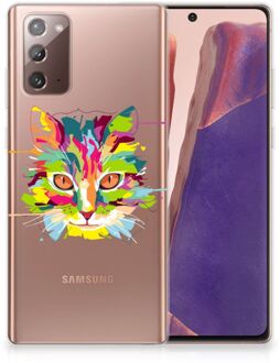 B2Ctelecom Mobiel Case Samsung Note 20 GSM Hoesje Doorzichtig Cat Color