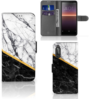 B2Ctelecom Mobiel Case Sony Xperia 10 II GSM Hoesje Marble White Black