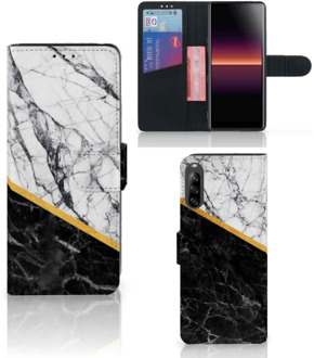 B2Ctelecom Mobiel Case Sony Xperia L4 GSM Hoesje Marble White Black