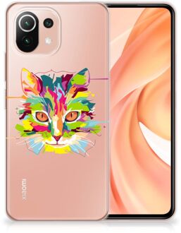 B2Ctelecom Mobiel Case Xiaomi Mi 11 Lite GSM Hoesje Doorzichtig Cat Color