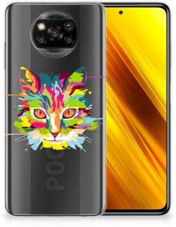 B2Ctelecom Mobiel Case Xiaomi Poco X3 GSM Hoesje Doorzichtig Cat Color