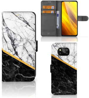 B2Ctelecom Mobiel Case Xiaomi Poco X3 GSM Hoesje Marble White Black