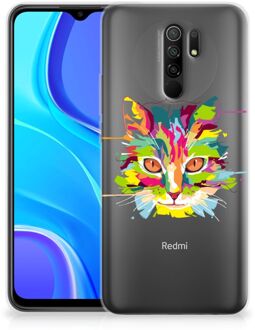 B2Ctelecom Mobiel Case Xiaomi Redmi 9 GSM Hoesje Doorzichtig Cat Color