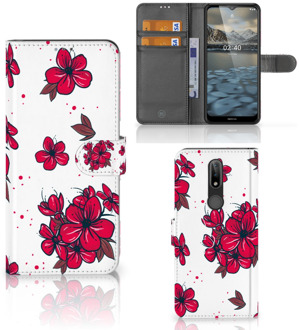 B2Ctelecom Mobiel Hoesje Nokia 2.4 Book Case Blossom Red