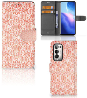 B2Ctelecom Mobiel Hoesje OPPO Find X3 Neo 5G Smartphone Hoesje Pattern Orange