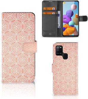 B2Ctelecom Mobiel Hoesje Samsung Galaxy A21s Smartphone Hoesje Pattern Orange