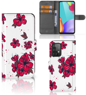 B2Ctelecom Mobiel Hoesje Samsung Galaxy A52 Book Case Cover Blossom Red