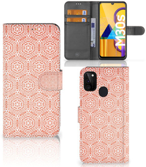 B2Ctelecom Mobiel Hoesje Samsung Galaxy M21 Smartphone Hoesje Pattern Orange