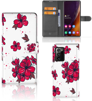 B2Ctelecom Mobiel Hoesje Samsung Galaxy Note20 Ultra Book Case Blossom Red