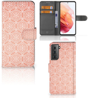 B2Ctelecom Mobiel Hoesje Samsung Galaxy S21 Smartphone Hoesje Pattern Orange