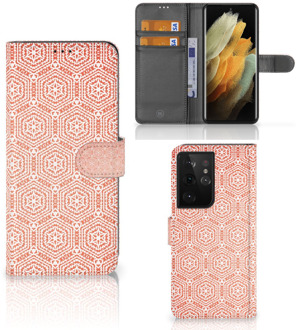 B2Ctelecom Mobiel Hoesje Samsung Galaxy S21 Ultra Smartphone Hoesje Pattern Orange