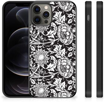 B2Ctelecom Mobiel TPU Hard Case iPhone 12 Pro Max Telefoon Hoesje met Zwarte rand Zwart Bloemen