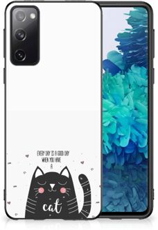 B2Ctelecom Mobiel TPU Hard Case Samsung Galaxy S20 Telefoon Hoesje met Zwarte rand Cat Good Day