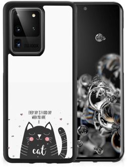 B2Ctelecom Mobiel TPU Hard Case Samsung Galaxy S20 Ultra Telefoon Hoesje met Zwarte rand Cat Good Day