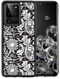 B2Ctelecom Mobiel TPU Hard Case Samsung Galaxy S20 Ultra Telefoon Hoesje met Zwarte rand Zwart Bloemen