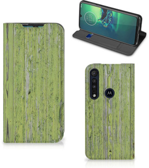 B2Ctelecom Motorola G8 Plus Book Wallet Case Green Wood