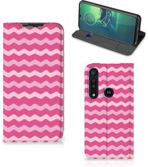 B2Ctelecom Motorola G8 Plus Hoesje met Magneet Waves Pink