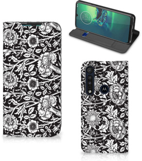 B2Ctelecom Motorola G8 Plus Smart Cover Black Flowers