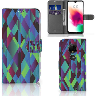 B2Ctelecom Motorola Moto G7 | G7 Plus Bookcase Hoesje Design Abstract Green Blue