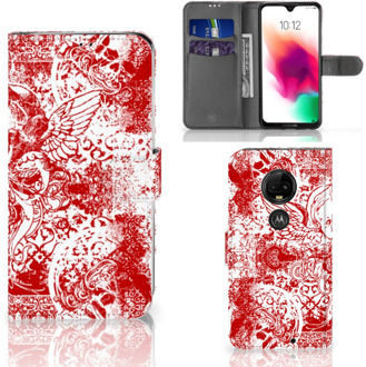 B2Ctelecom Motorola Moto G7 | G7 Plus Bookcase Hoesje Design Angel Skull Red