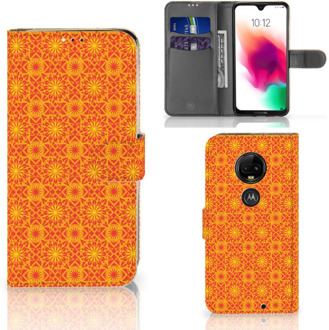 B2Ctelecom Motorola Moto G7 | G7 Plus Bookcase Hoesje Design Batik Orange