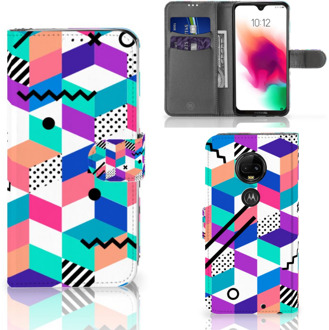 B2Ctelecom Motorola Moto G7 | G7 Plus Bookcase Hoesje Design Blocks Colorful