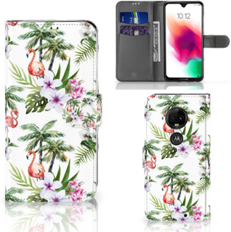 B2Ctelecom Motorola Moto G7 | G7 Plus Bookcase Hoesje Design Flamingo Palms