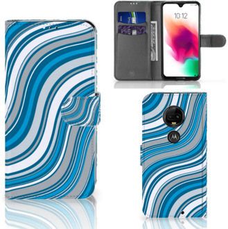 B2Ctelecom Motorola Moto G7 | G7 Plus Bookcase Hoesje Design Waves Blue