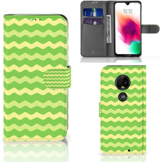 B2Ctelecom Motorola Moto G7 | G7 Plus Bookcase Hoesje Design Waves Green