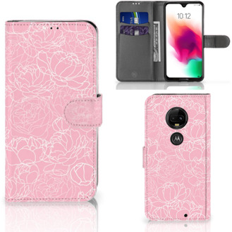 B2Ctelecom Motorola Moto G7 | G7 Plus Bookcase Hoesje Design White Flowers