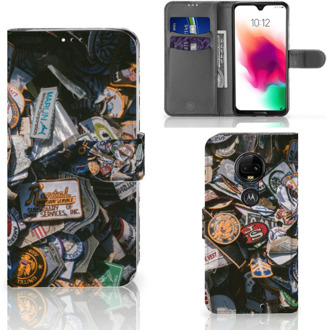 B2Ctelecom Motorola Moto G7 | G7 Plus Uniek Bookcase Hoesje Badges