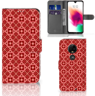 B2Ctelecom Motorola Moto G7 | G7 Plus Uniek Bookcase Hoesje Batik Red