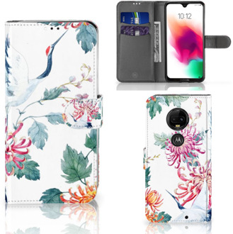 B2Ctelecom Motorola Moto G7 | G7 Plus Uniek Bookcase Hoesje Bird Flowers