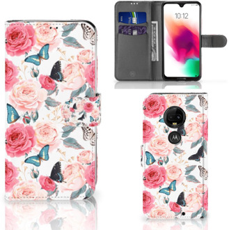 B2Ctelecom Motorola Moto G7 | G7 Plus Uniek Bookcase Hoesje Butterfly Roses