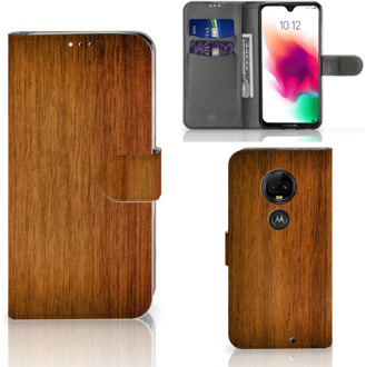 B2Ctelecom Motorola Moto G7 | G7 Plus Uniek Bookcase Hoesje Donker Hout