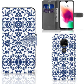 B2Ctelecom Motorola Moto G7 | G7 Plus Uniek Bookcase Hoesje Flower Blue