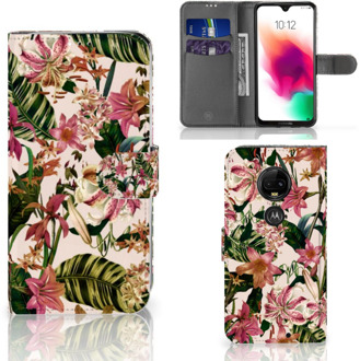 B2Ctelecom Motorola Moto G7 | G7 Plus Uniek Bookcase Hoesje Flowers