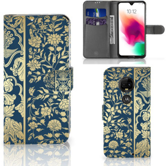 B2Ctelecom Motorola Moto G7 | G7 Plus Uniek Bookcase Hoesje Golden Flowers