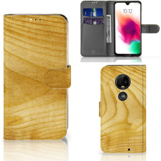 B2Ctelecom Motorola Moto G7 | G7 Plus Uniek Bookcase Hoesje Licht Hout