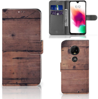 B2Ctelecom Motorola Moto G7 | G7 Plus Uniek Bookcase Hoesje Old Wood