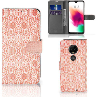 B2Ctelecom Motorola Moto G7 | G7 Plus Uniek Bookcase Hoesje Pattern Orange