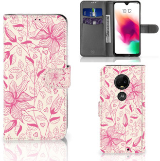 B2Ctelecom Motorola Moto G7 | G7 Plus Uniek Bookcase Hoesje Pink Flowers