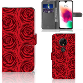 B2Ctelecom Motorola Moto G7 | G7 Plus Uniek Bookcase Hoesje Red Roses