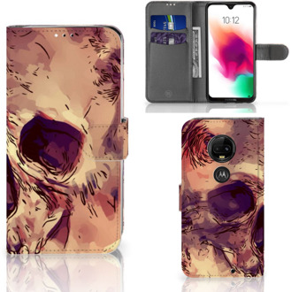 B2Ctelecom Motorola Moto G7 | G7 Plus Uniek Bookcase Hoesje Skullhead